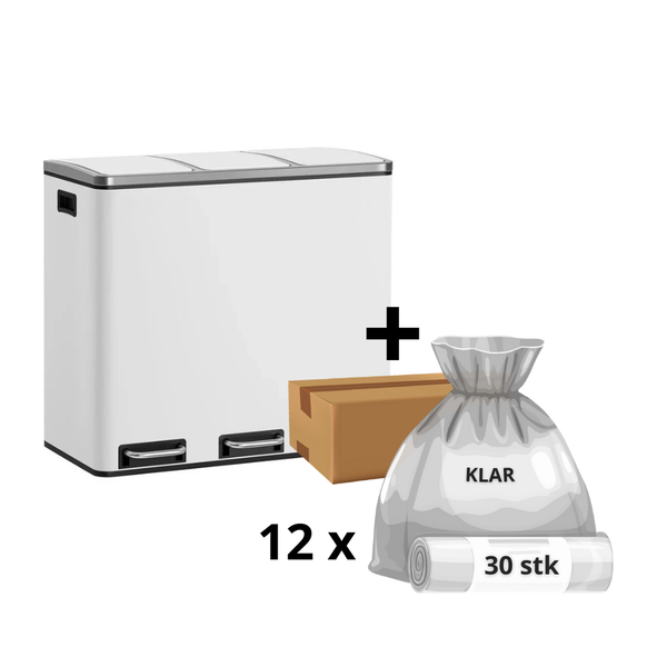 Clara-Clean - 3x18L skraldespand + 1 års poser (360 stk)