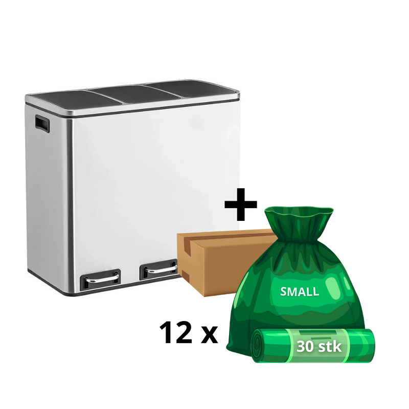 Clara-Clean - 3x18L skraldespand + 1 års poser (360 stk)