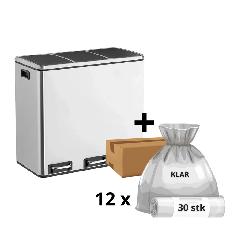 Clara-Clean - 3x18L skraldespand + 1 års poser (360 stk)
