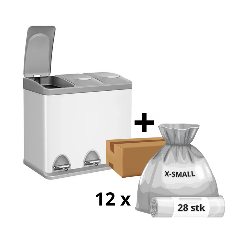 Hans-Holdbar - 3x8 L skraldespand + 1 års poser (360 stk)