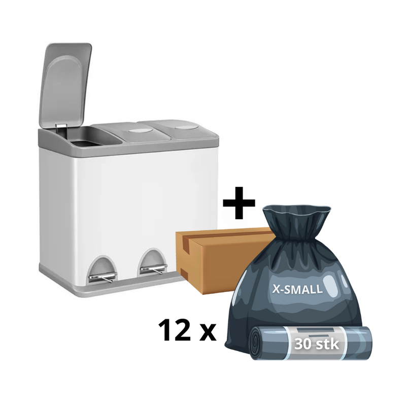 Hans-Holdbar - 3x8 L skraldespand + 1 års poser (360 stk)