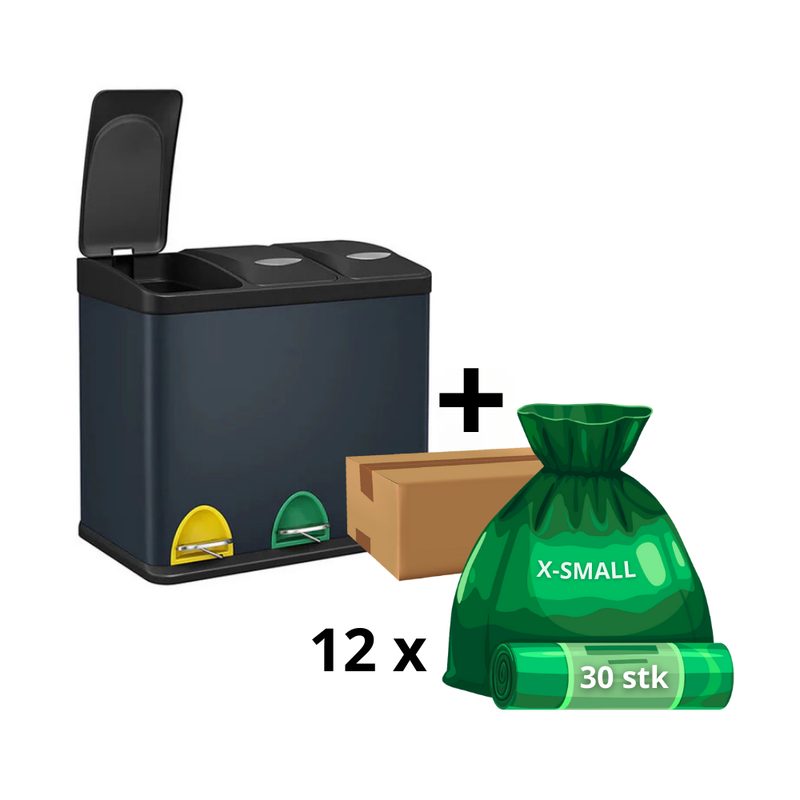 Hans-Holdbar - 3x8 L skraldespand + 1 års poser (360 stk)