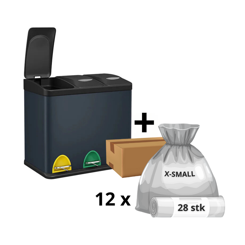 Hans-Holdbar - 3x8 L skraldespand + 1 års poser (360 stk)