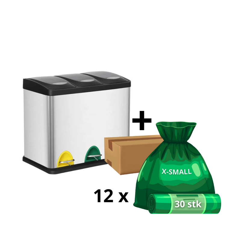 Hans-Holdbar - 3x8 L skraldespand + 1 års poser (360 stk)