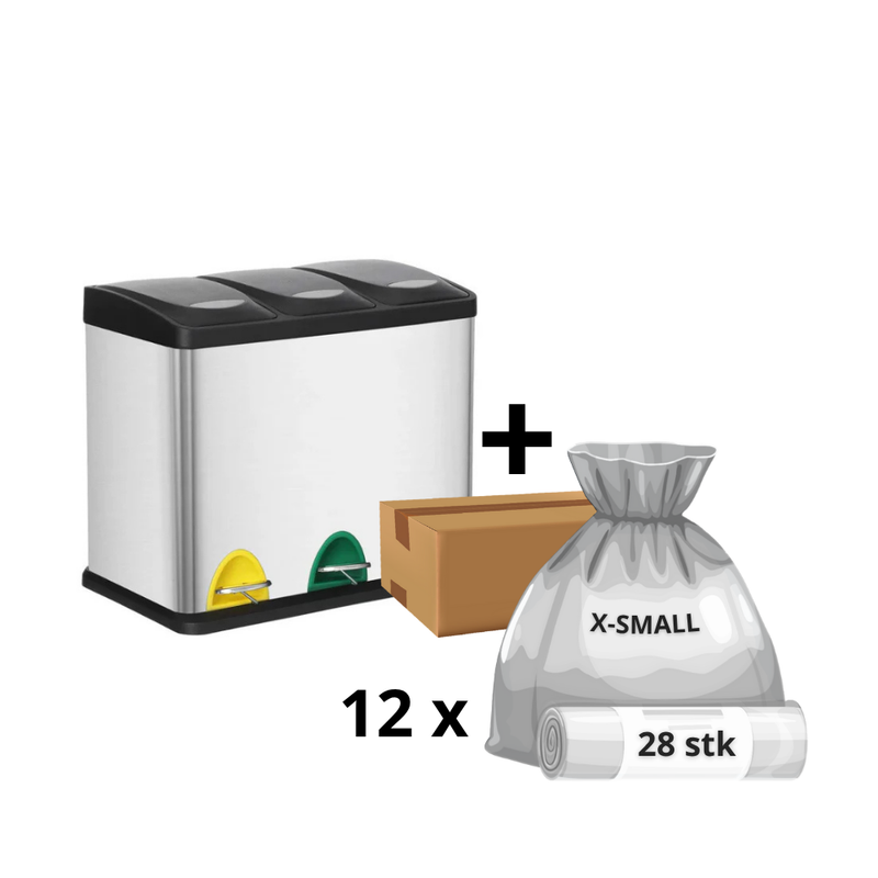 Hans-Holdbar - 3x8 L skraldespand + 1 års poser (360 stk)