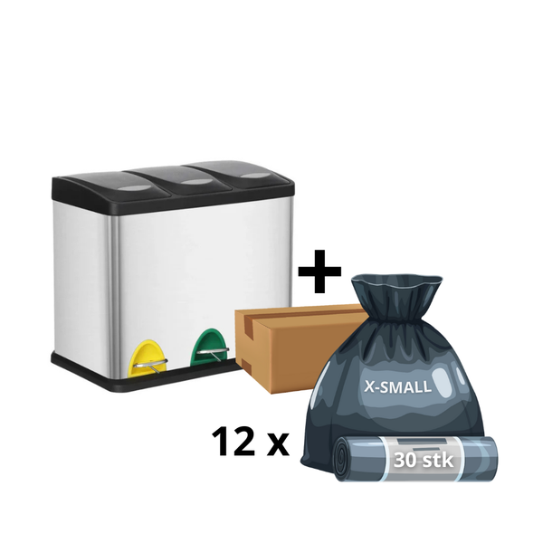 Hans-Holdbar - 3x8 L skraldespand + 1 års poser (360 stk)