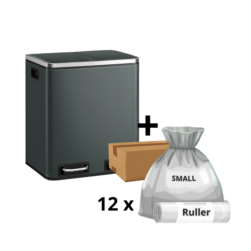 Mille-Fin - 2x15L skraldespand + 1 kasse poser