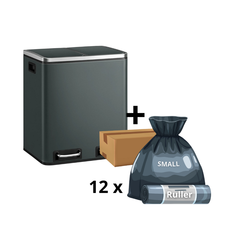 Mille-Fin - 2x15L skraldespand + 1 kasse poser