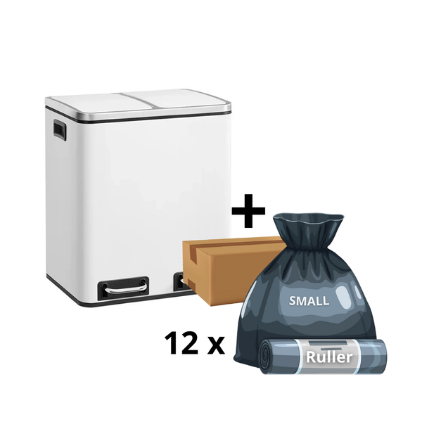 Mille-Fin - 2x15L skraldespand + 1 kasse poser