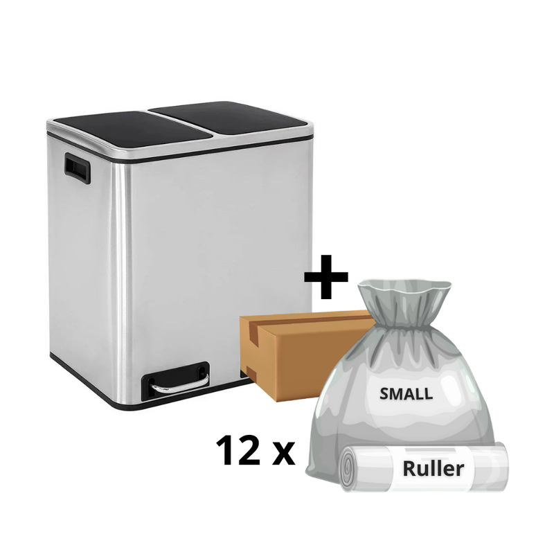 Mille-Fin - 2x15L skraldespand + 1 kasse poser