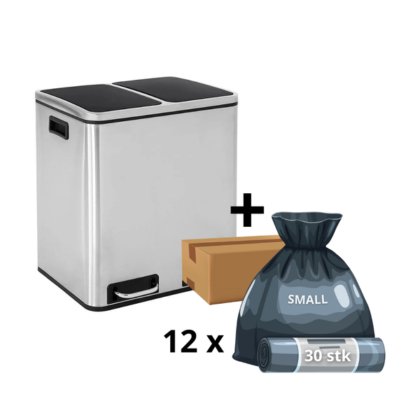 Mille-Fin - 2x15L skraldespand + 1 års poser (360 stk)
