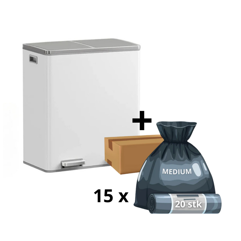 Rene-Rasmus - 2x30L skraldespand + 1 års poser (300 stk)