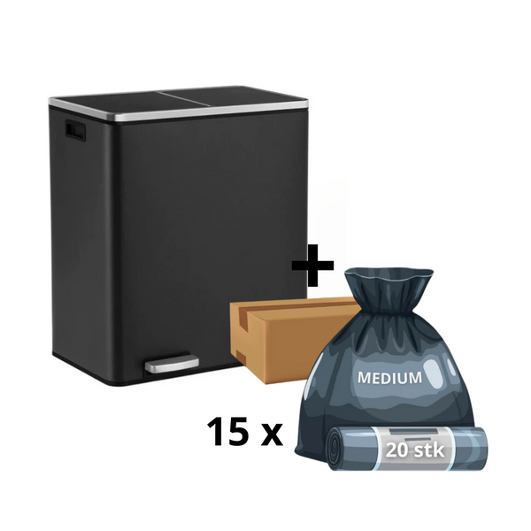 Rene-Rasmus - 2x30L skraldespand + 1 års poser (300 stk)